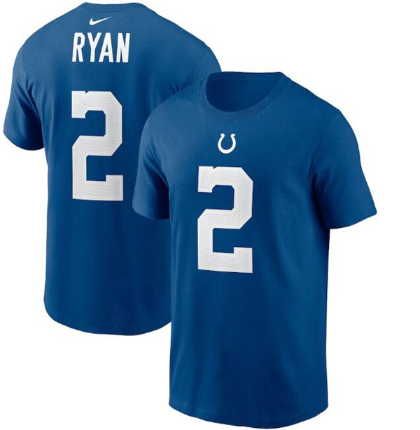 Men's Blue Indianapolis Colts #2 Matt Ryan 2022 Name & Number T-Shirt